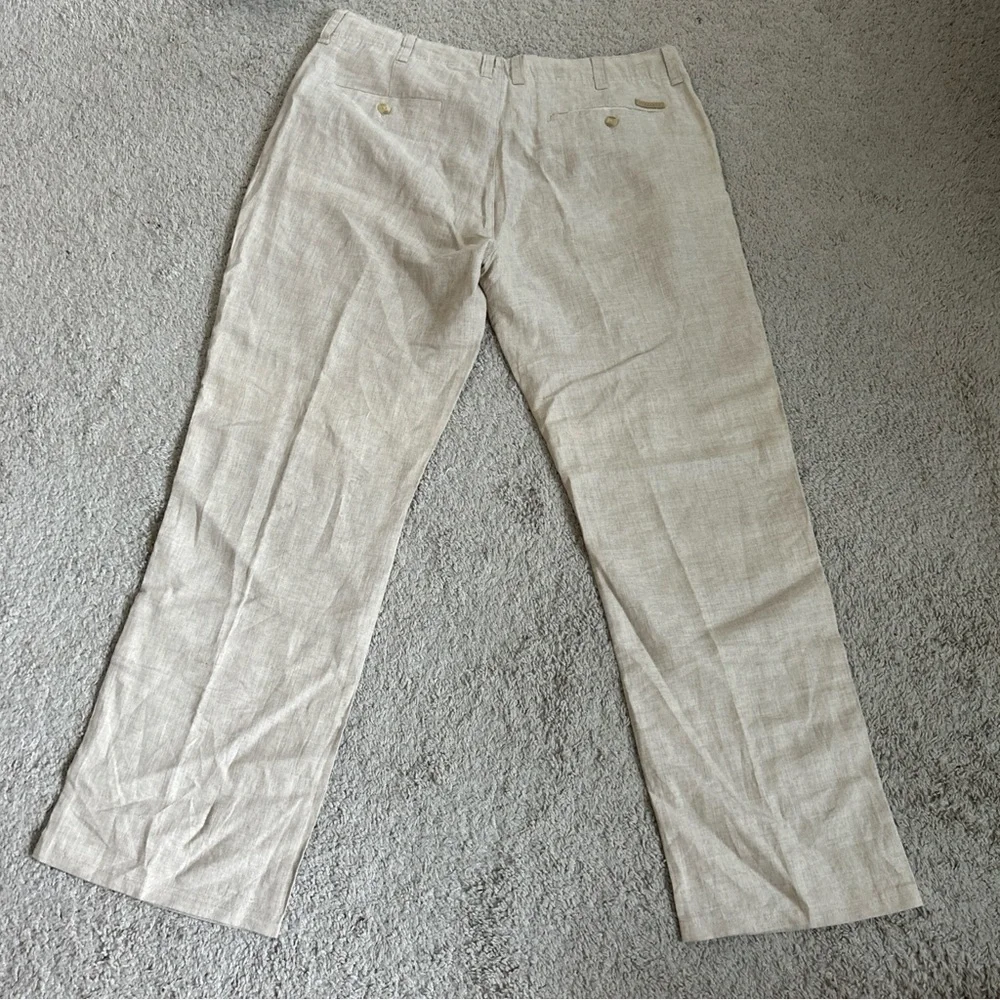Sean John Light Tan Linen Drawstring Chinos inseam 34